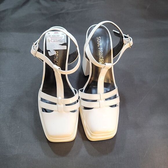 BRAND NEW SOUL PRINCESS PLAIN PLATFORM ANKLE CURVE WIDE HIGH HEEL SANDAL S2 - Picture 3 of 16